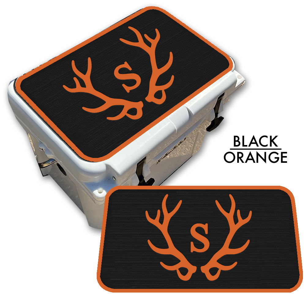 Custom Cooler Top Pad Antlers with Monogram