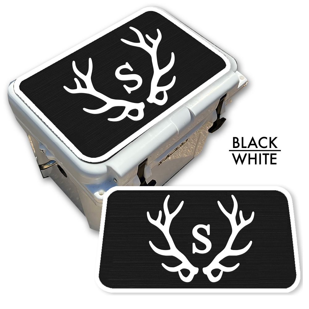 Custom Cooler Top Pad Antlers with Monogram