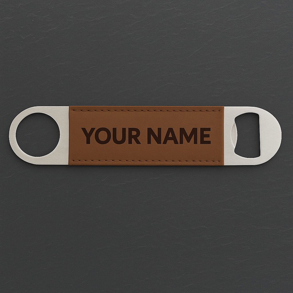 Custom Logo Bottle Opener - Laser Engraved Faux Leather