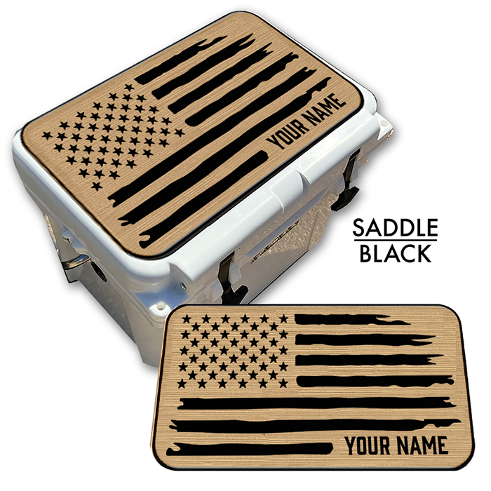 Distressed American Flag (Name or Blank)- Cooler Pad TOP