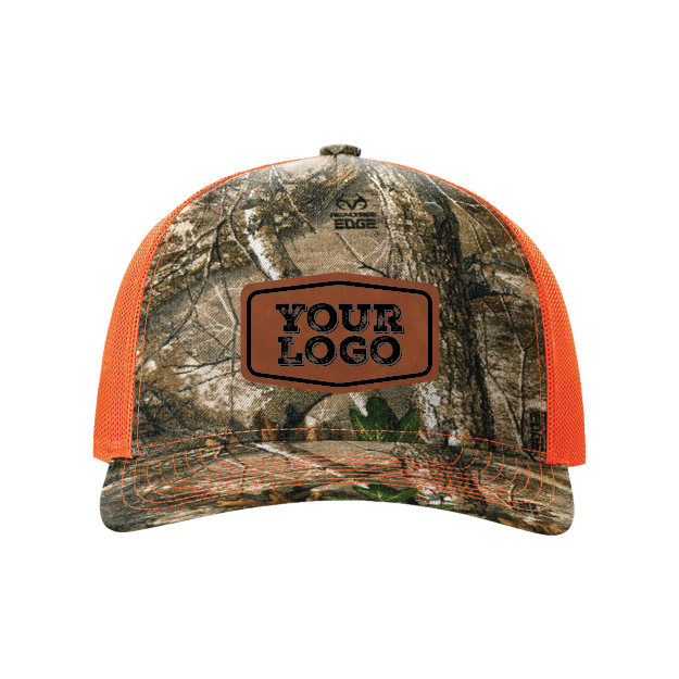 Camo Richardson Snap Hat - Laser Engraved Faux Leather