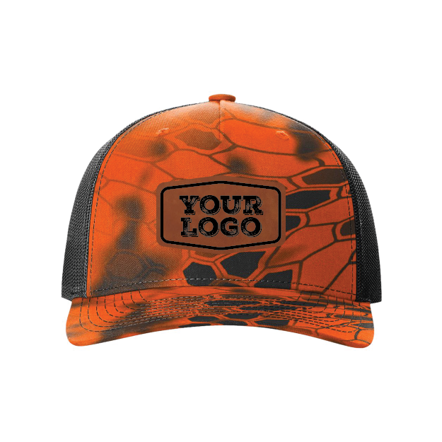Camo Richardson Snap Hat - Laser Engraved Faux Leather