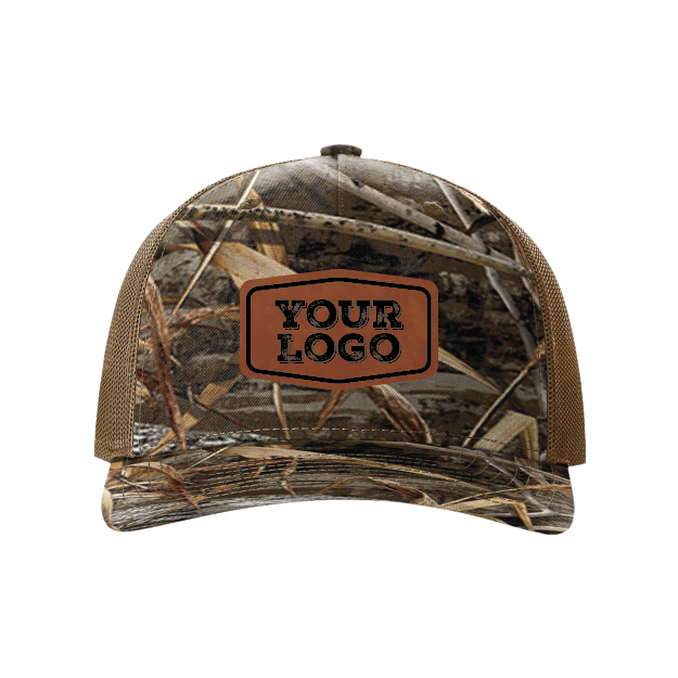 Camo Richardson Snap Hat - Laser Engraved Faux Leather