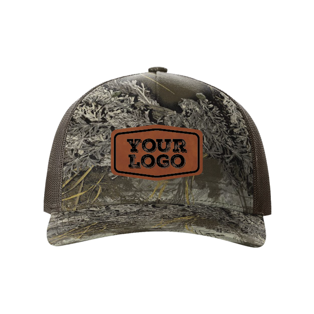 Camo Richardson Snap Hat - Laser Engraved Faux Leather