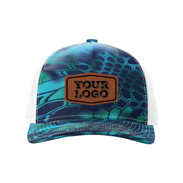 Camo Richardson Snap Hat - Laser Engraved Faux Leather