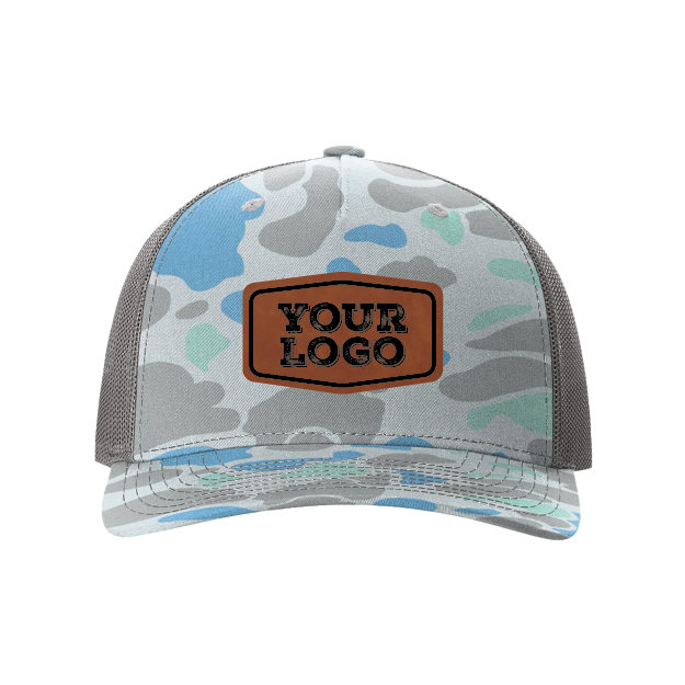 Camo Richardson Snap Hat - Laser Engraved Faux Leather