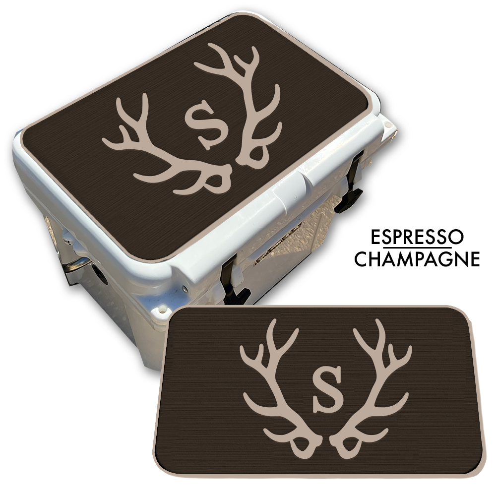 Custom Cooler Top Pad Antlers with Monogram