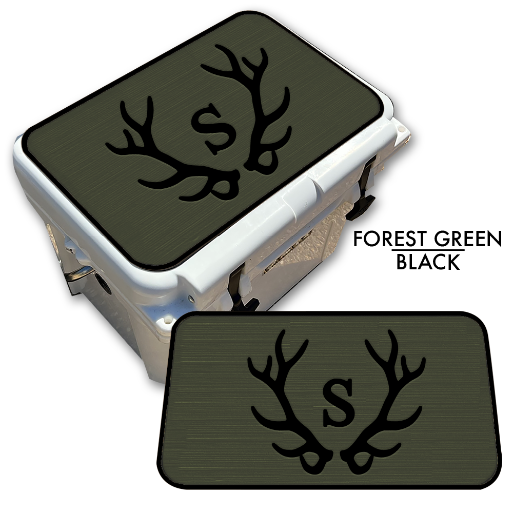 Custom Cooler Top Pad Antlers with Monogram