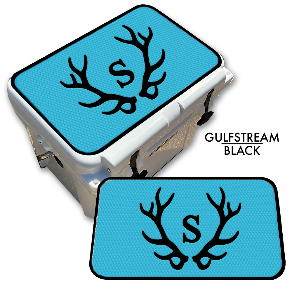 Custom Cooler Top Pad Antlers with Monogram