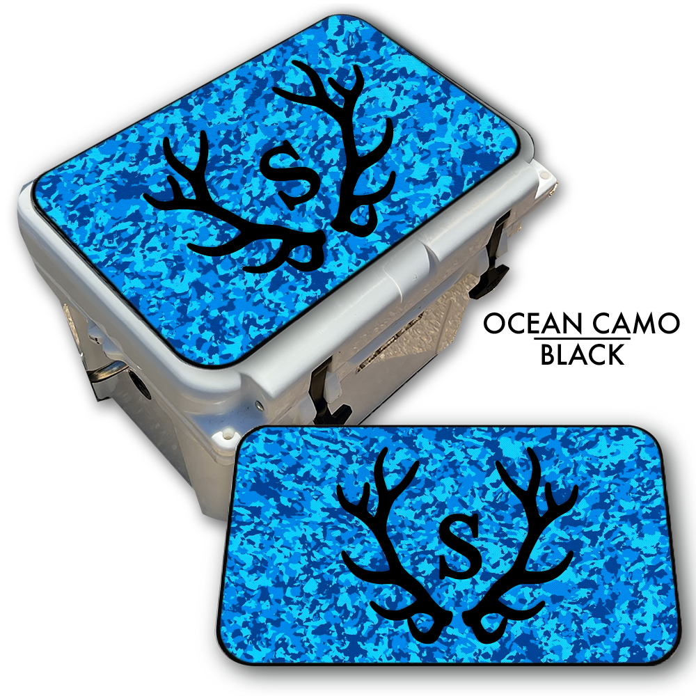 Custom Cooler Top Pad Antlers with Monogram