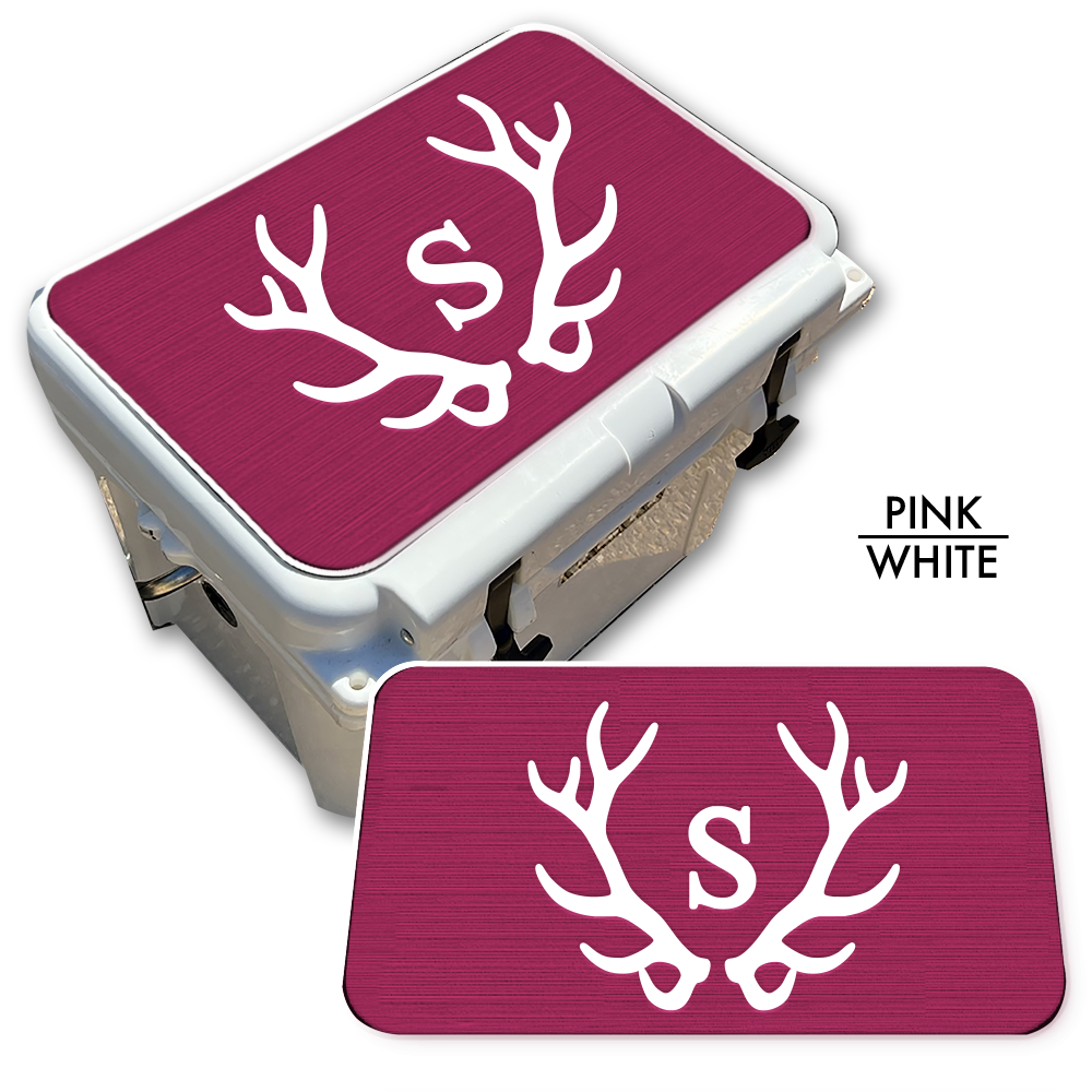 Custom Cooler Top Pad Antlers with Monogram