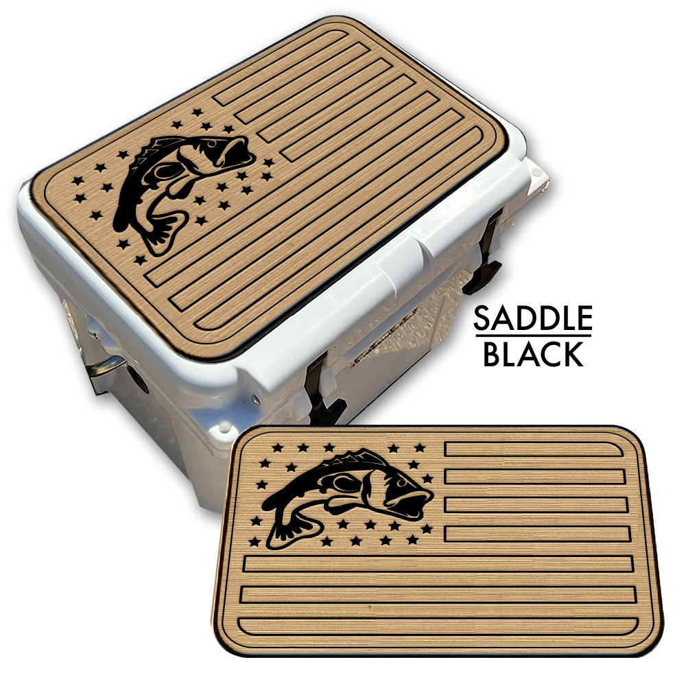 Bass Fish American Flag - Cooler Pad Top | Decked Out Factory Bass Fish American Flag - Cooler Pad Top | Decked Out Factory