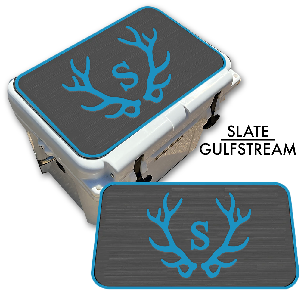 Custom Cooler Top Pad Antlers with Monogram