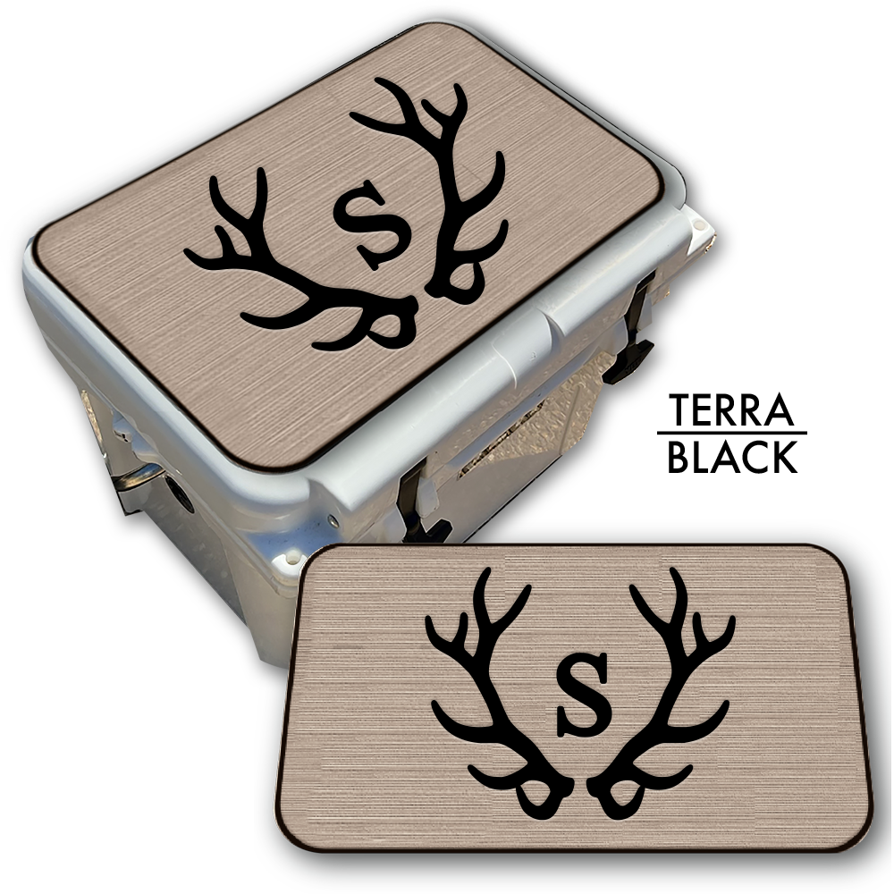 Custom Cooler Top Pad Antlers with Monogram