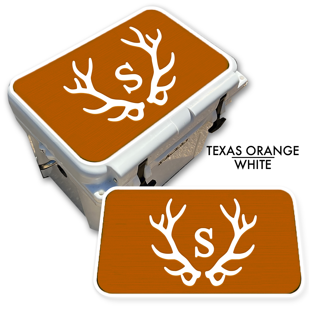 Custom Cooler Top Pad Antlers with Monogram