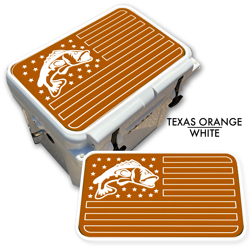 Bass Fish American Flag - Cooler Pad Top