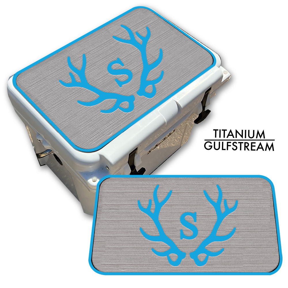 Custom Cooler Top Pad Antlers with Monogram