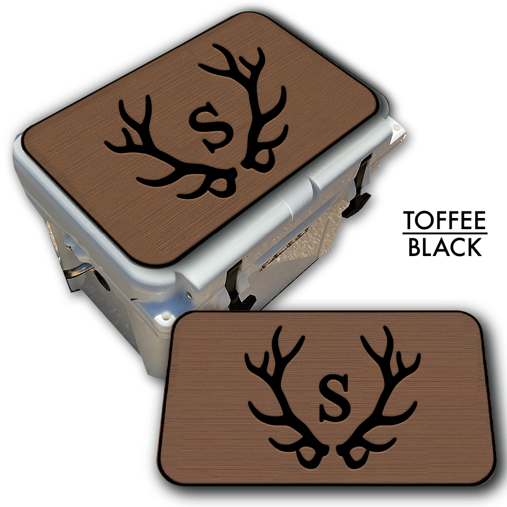 Custom Cooler Top Pad Antlers with Monogram