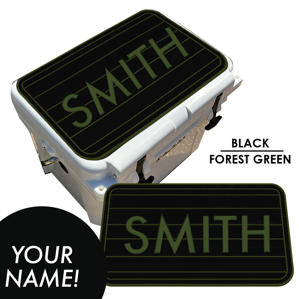 Custom: Cooler Pad Top - Teak Pattern with Name