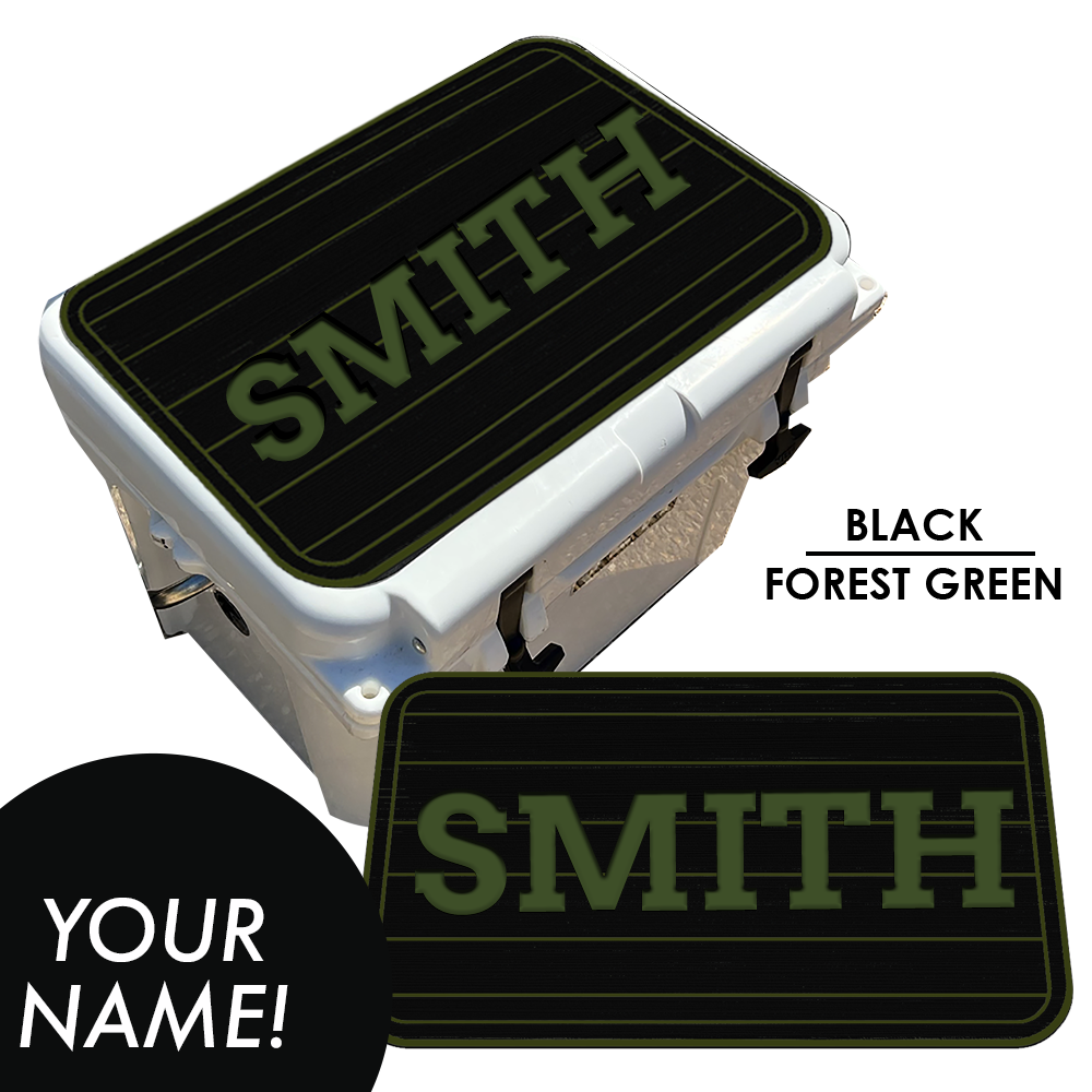 Custom: Cooler Pad Top - Teak Pattern with Name