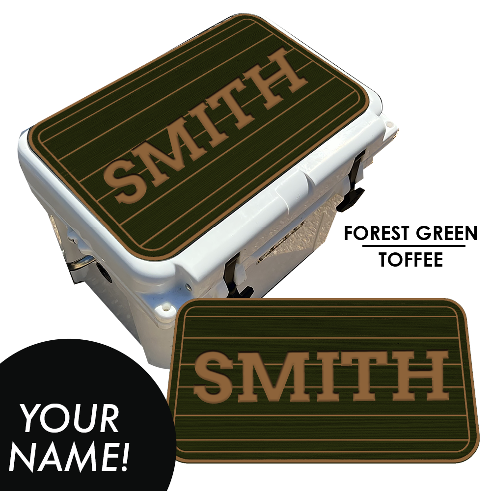 Custom: Cooler Pad Top - Teak Pattern with Name