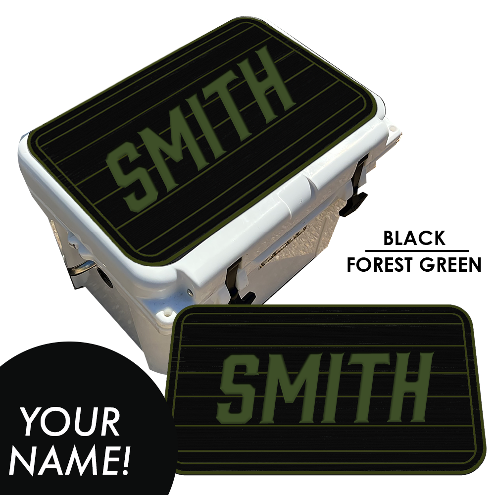 Custom: Cooler Pad Top - Teak Pattern with Name