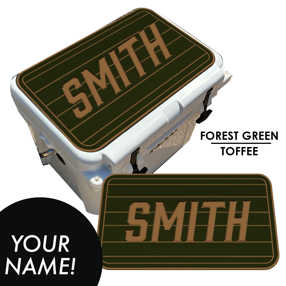 Custom: Cooler Pad Top - Teak Pattern with Name