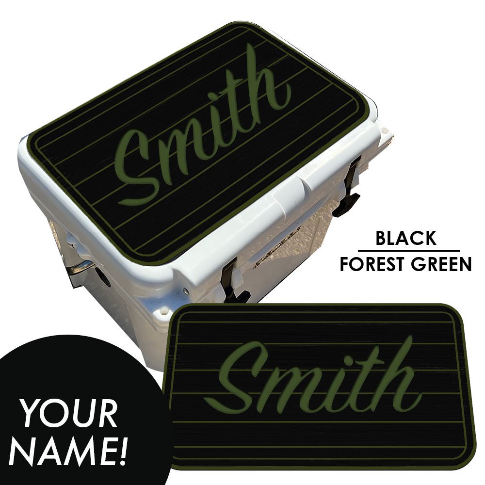 Custom: Cooler Pad Top - Teak Pattern with Name