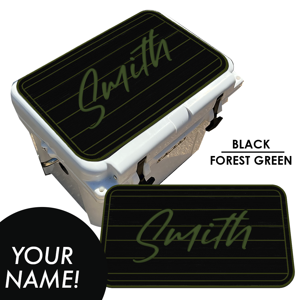 Custom: Cooler Pad Top - Teak Pattern with Name