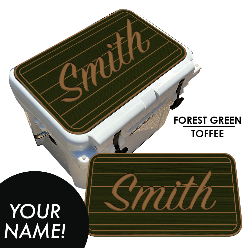 Custom: Cooler Pad Top - Teak Pattern with Name