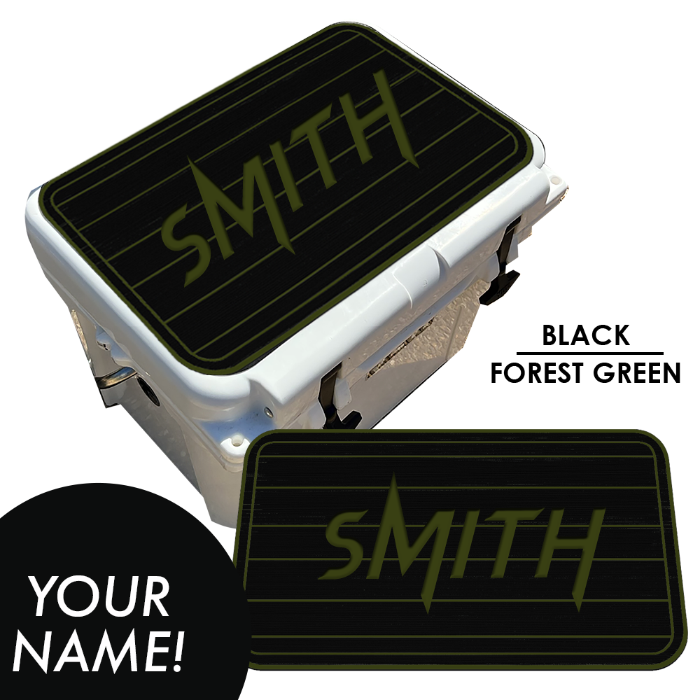 Custom: Cooler Pad Top - Teak Pattern with Name