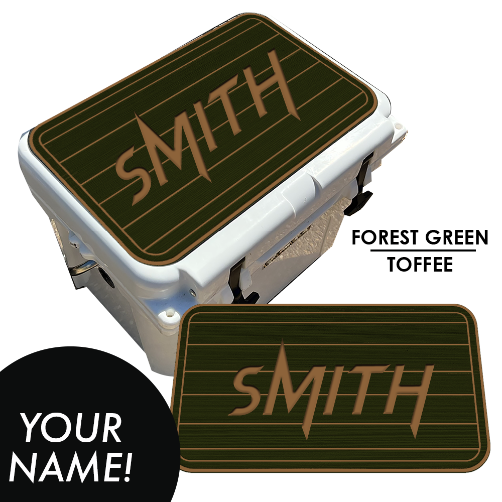 Custom: Cooler Pad Top - Teak Pattern with Name