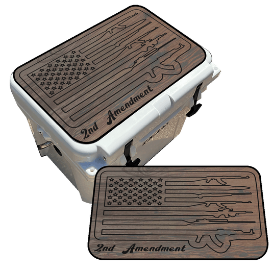 2nd Amendment American Flag - Woodgrain Cooler Pad Top