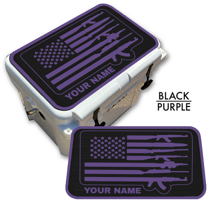 American Flag and Guns - Cooler Pad Top with NAME