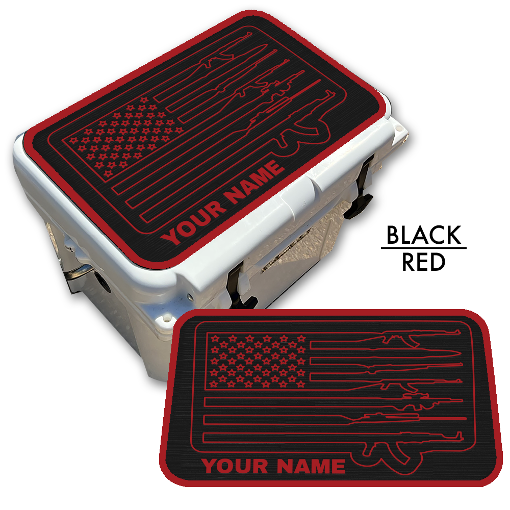 American Flag and Guns - Cooler Pad Top with NAME