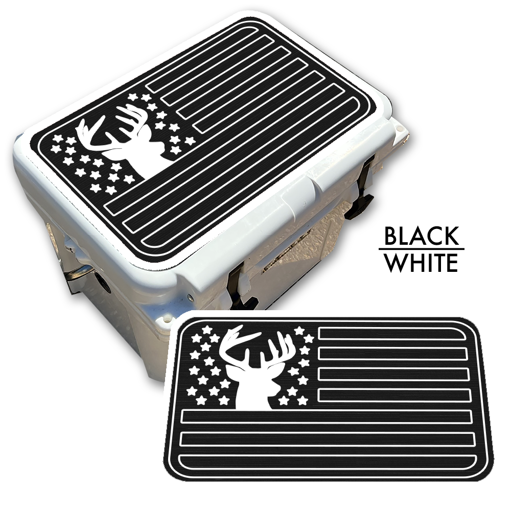 Deer Silhouette American Flag - Cooler Pad Top