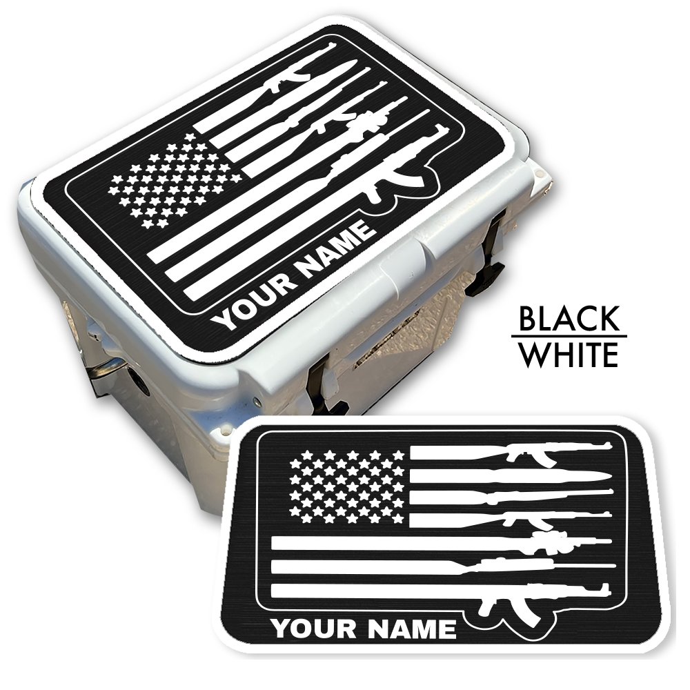 American Flag and Guns - Cooler Pad Top with NAME