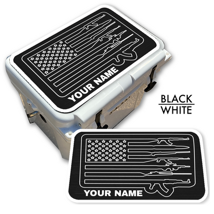 American Flag and Guns - Cooler Pad Top with NAME