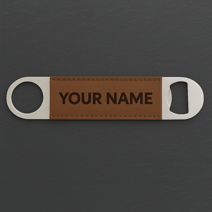 Custom Logo Bottle Opener - Laser Engraved Faux Leather