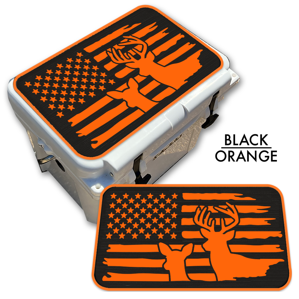 Buck & Doe Distressed Flag - Cooler Pad Top