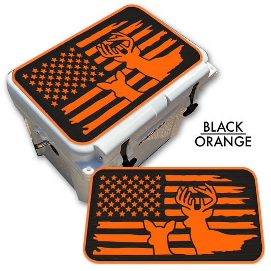 Buck & Doe Distressed Flag - Cooler Pad Top