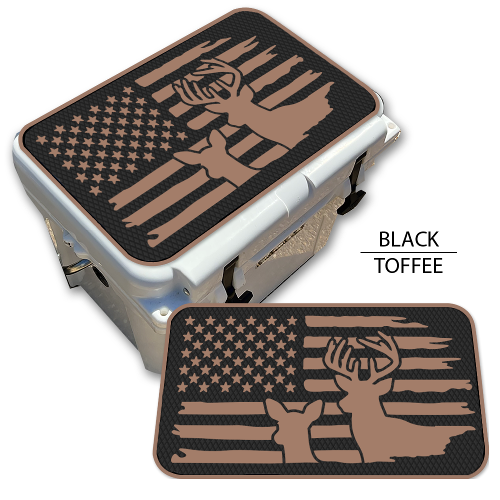 Buck & Doe Distressed Flag - Cooler Pad Top