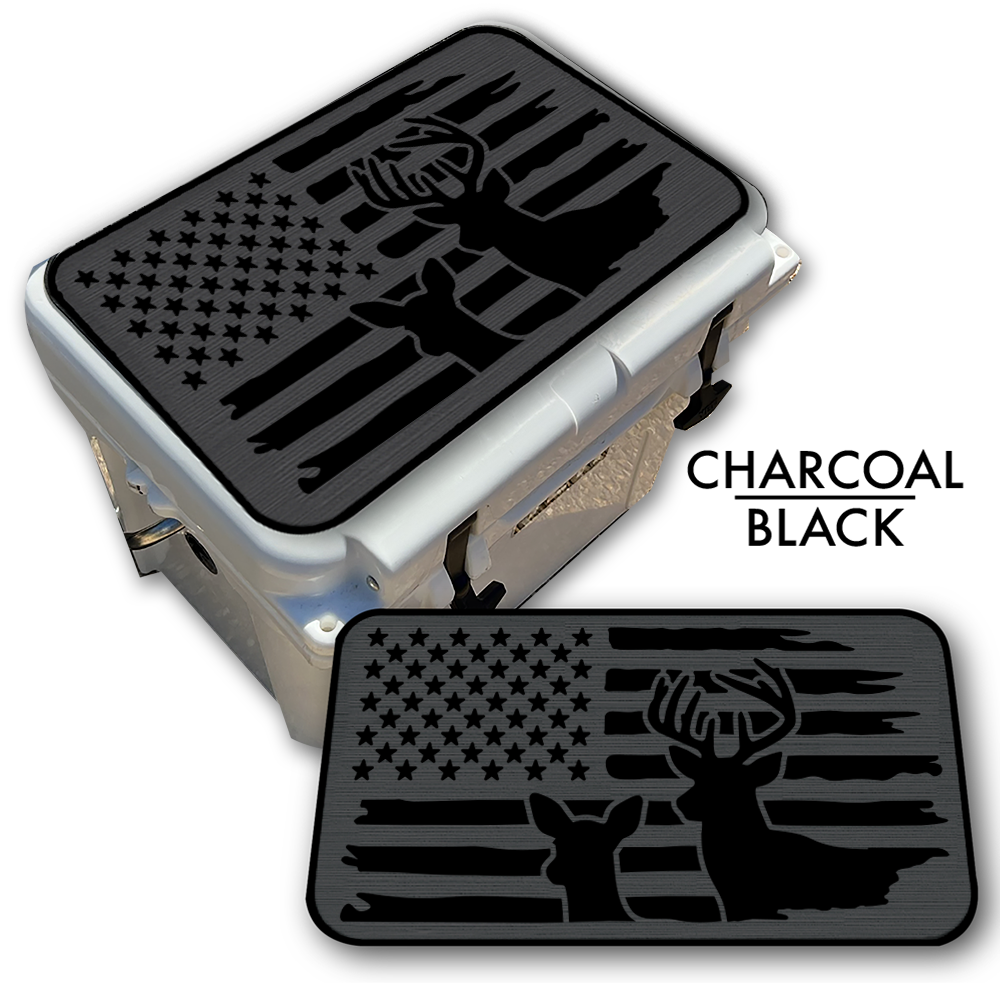 Buck & Doe Distressed Flag - Cooler Pad Top