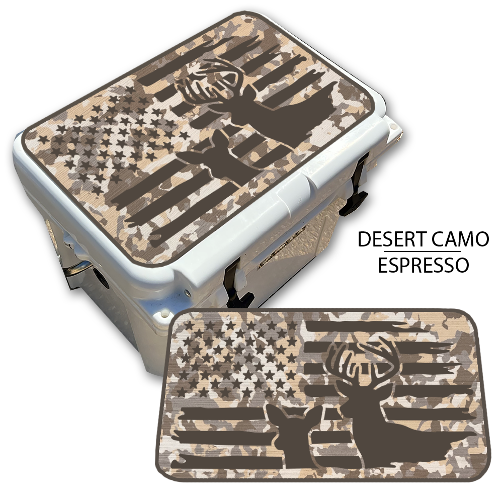 Buck & Doe Distressed Flag - Cooler Pad Top