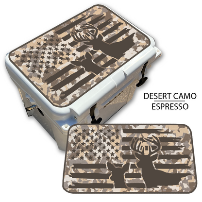 Buck & Doe Distressed Flag - Cooler Pad Top