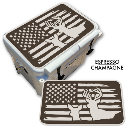 Buck & Doe Distressed Flag - Cooler Pad Top