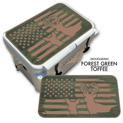 Buck & Doe Distressed Flag - Cooler Pad Top