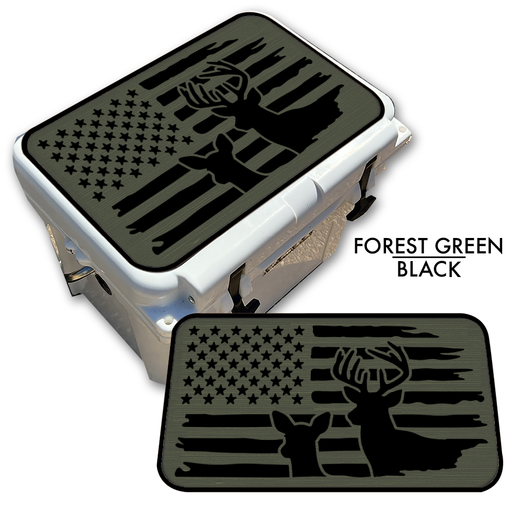 Buck & Doe Distressed Flag - Cooler Pad Top