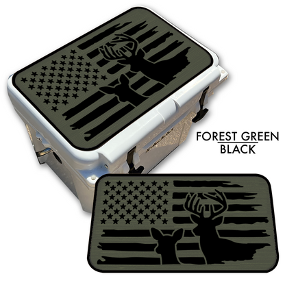 Buck & Doe Distressed Flag - Cooler Pad Top