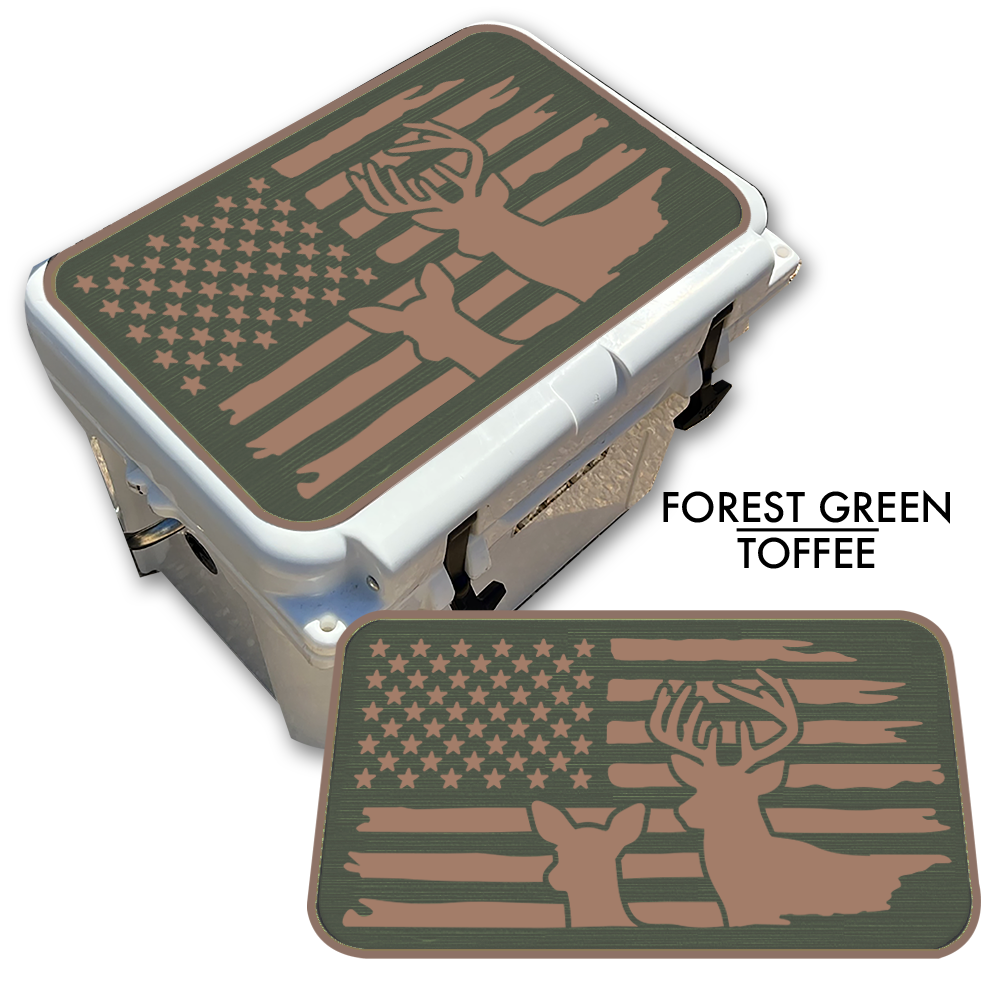 Buck & Doe Distressed Flag - Cooler Pad Top